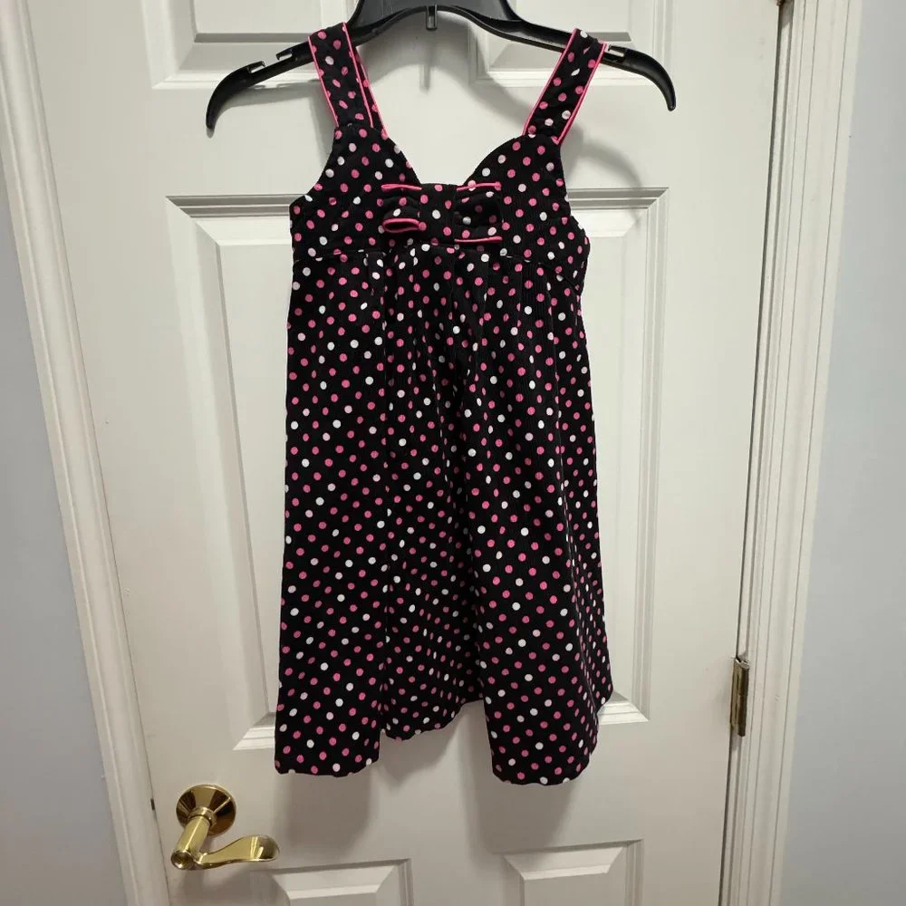 Bonnie Jean size 6X  polka dot jumper  light corduroy dress with dainty bow